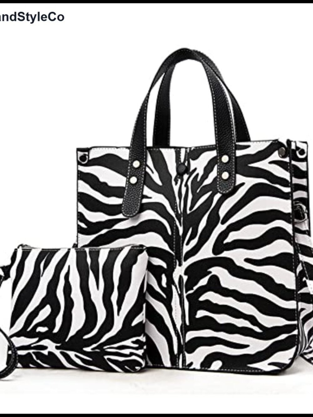 Synthetic Leather 2Pc Tote Satchel Set with Clutch & Strap